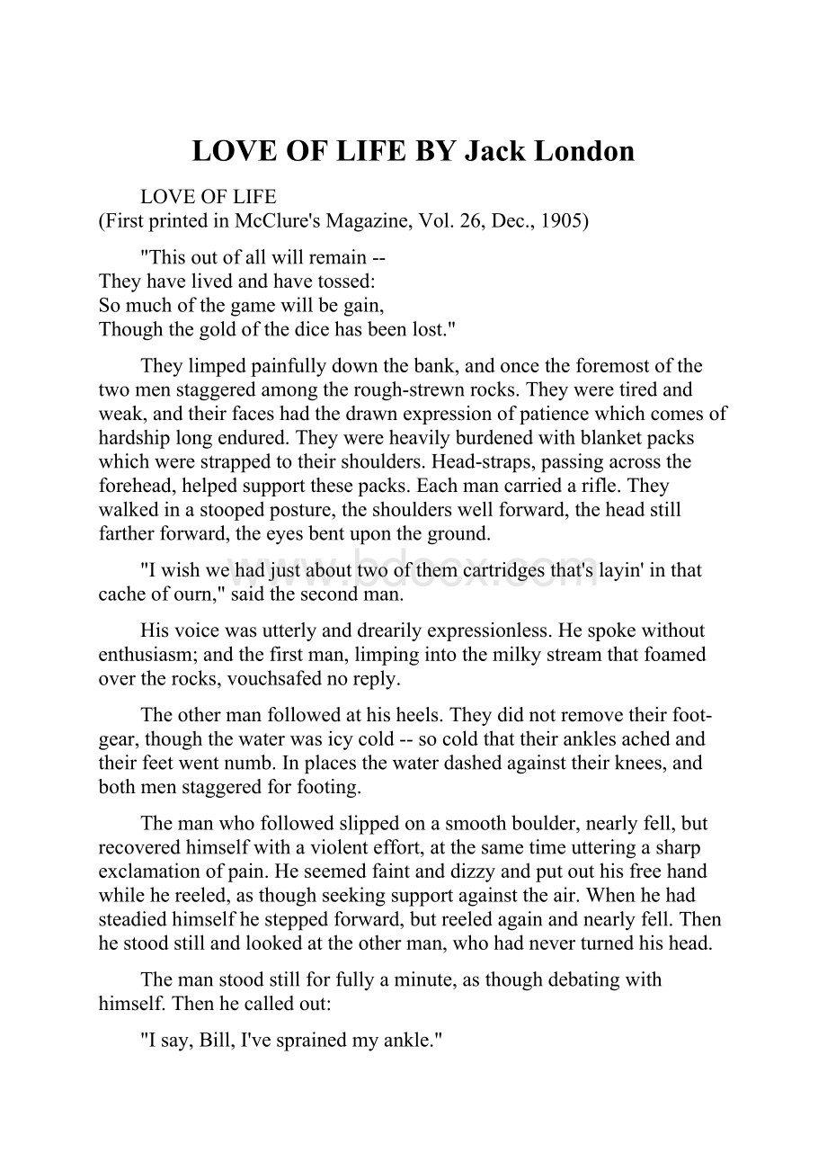 LOVE OF LIFE BY Jack London.docx