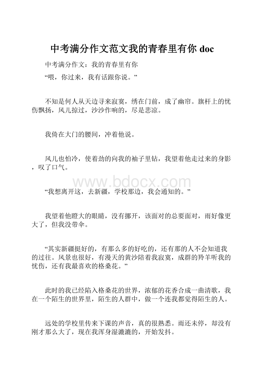 中考满分作文范文我的青春里有你doc.docx_第1页