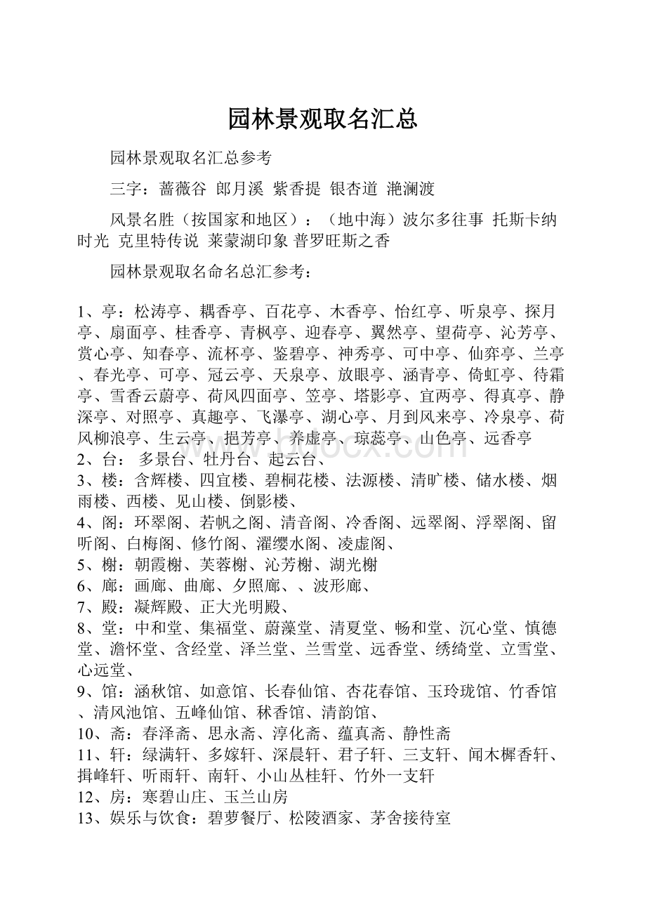 园林景观取名汇总.docx_第1页