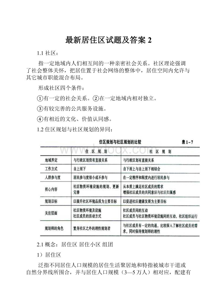 最新居住区试题及答案 2.docx_第1页