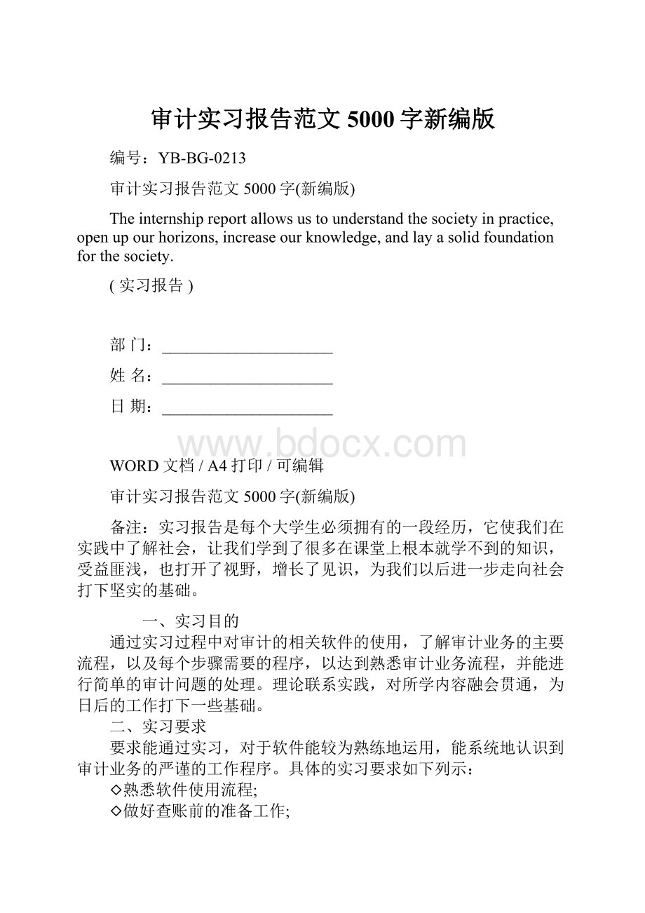 审计实习报告范文5000字新编版.docx_第1页