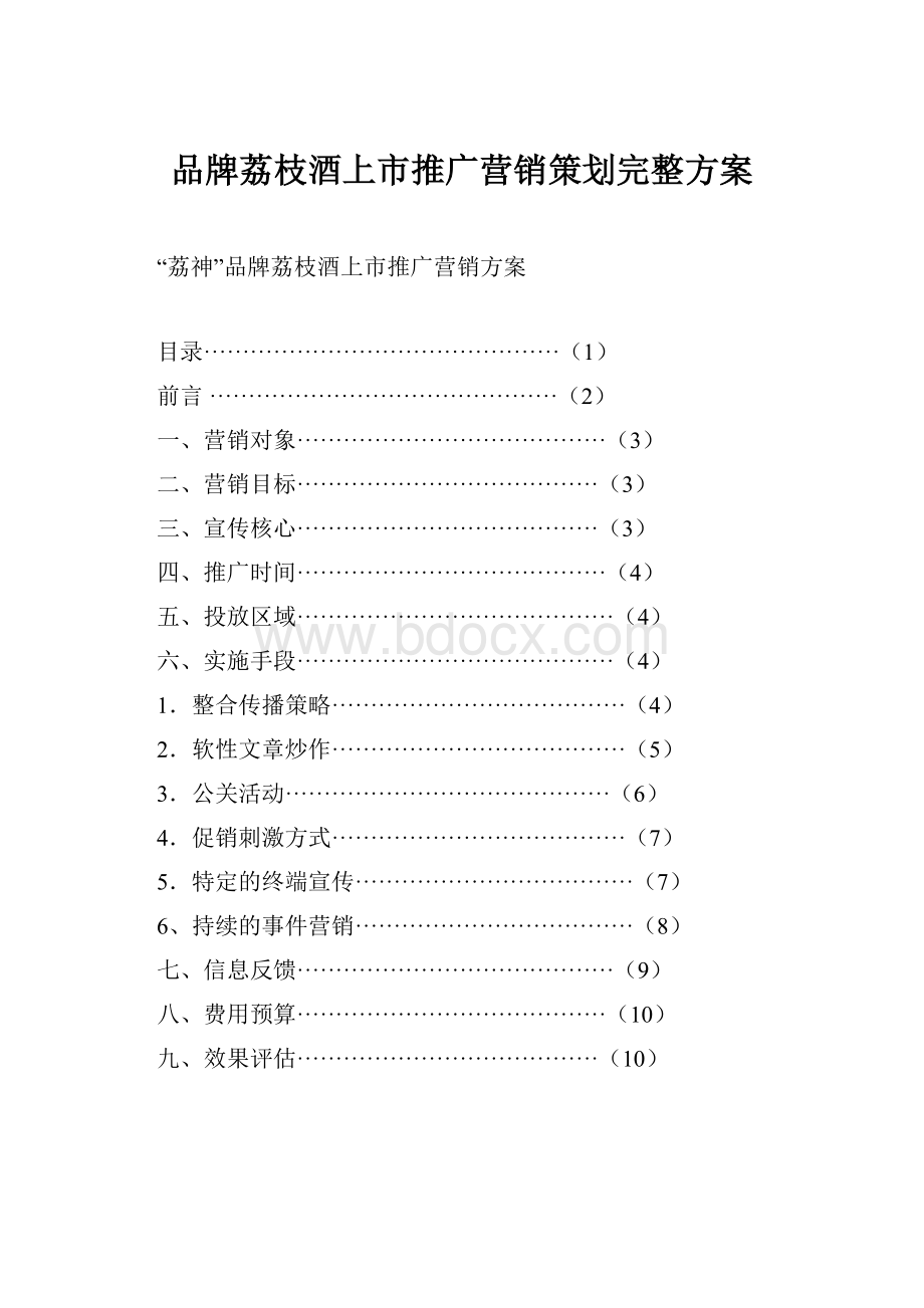 品牌荔枝酒上市推广营销策划完整方案.docx_第1页