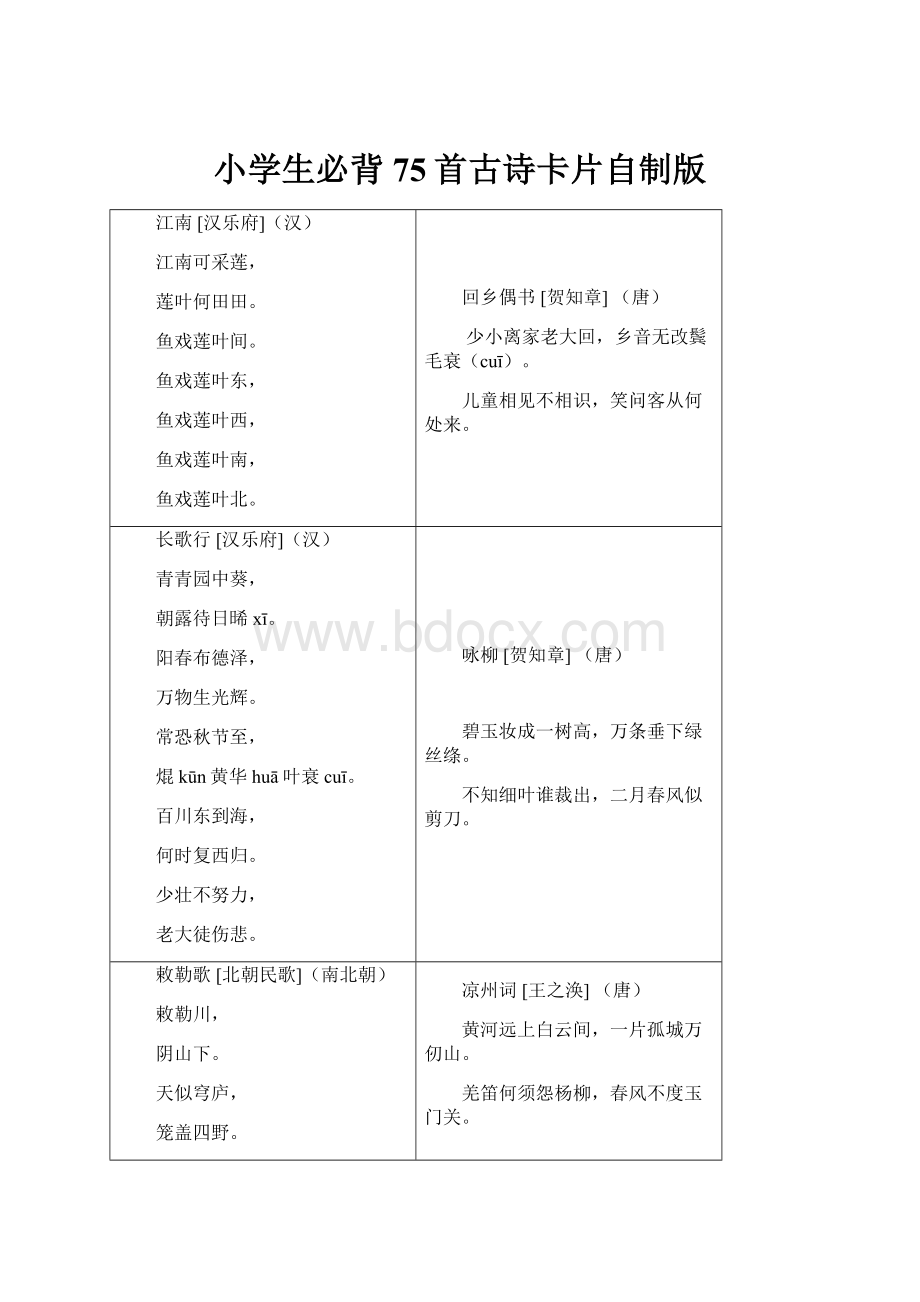 小学生必背75首古诗卡片自制版.docx_第1页