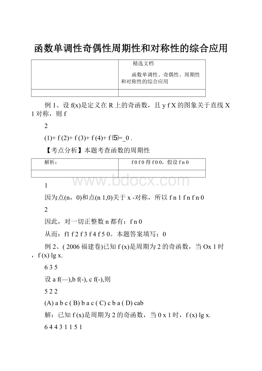 函数单调性奇偶性周期性和对称性的综合应用.docx