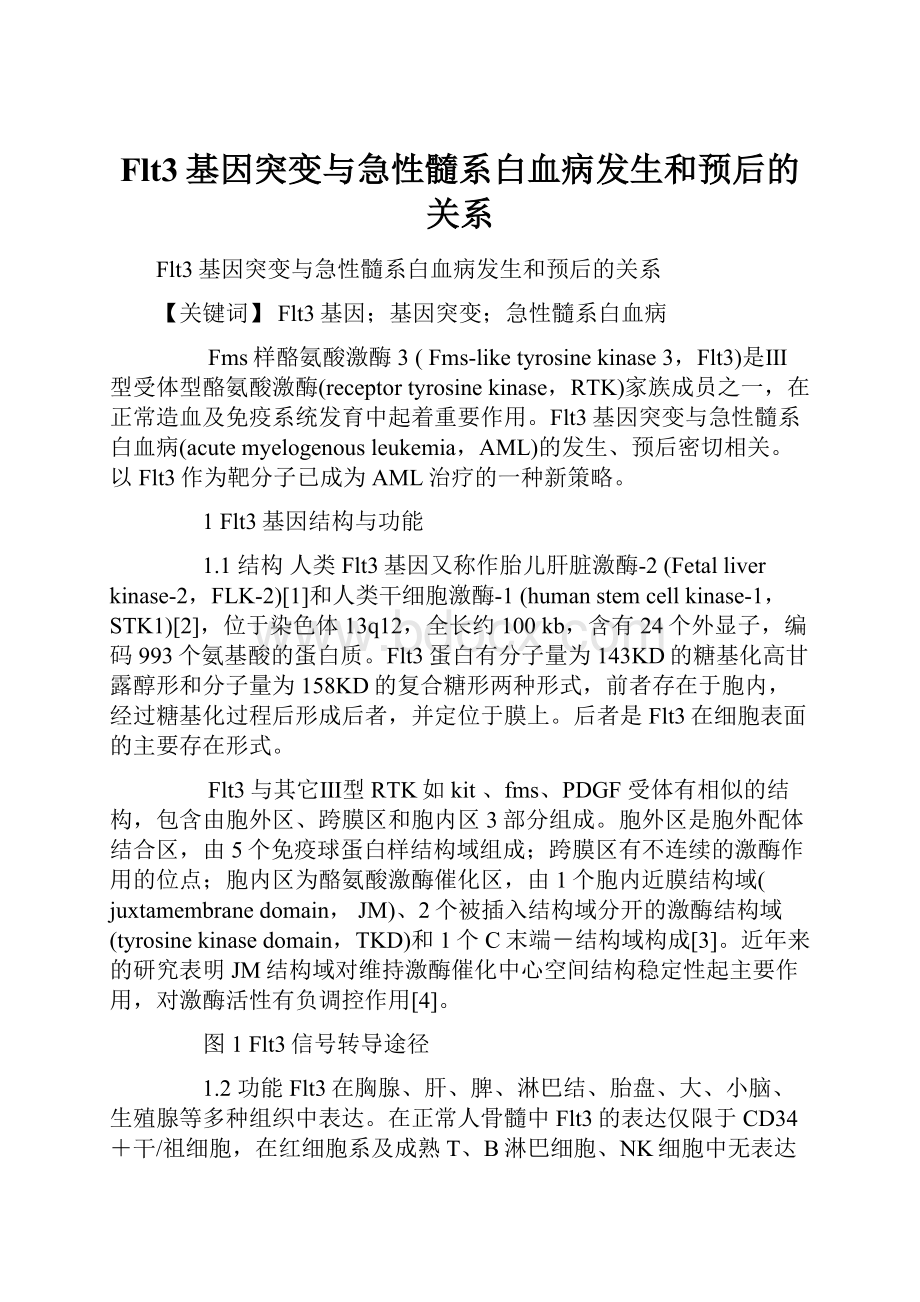 Flt3基因突变与急性髓系白血病发生和预后的关系.docx_第1页