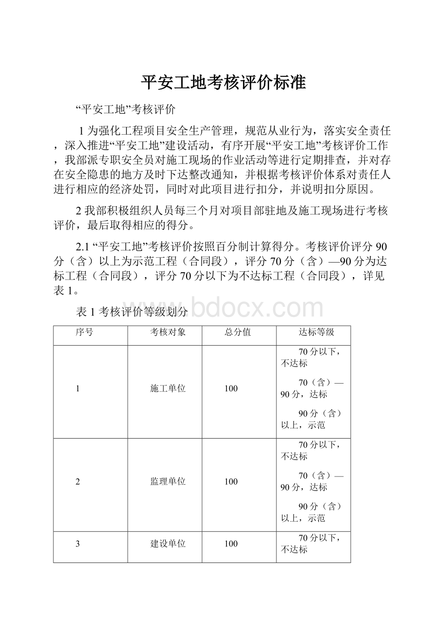 平安工地考核评价标准.docx_第1页