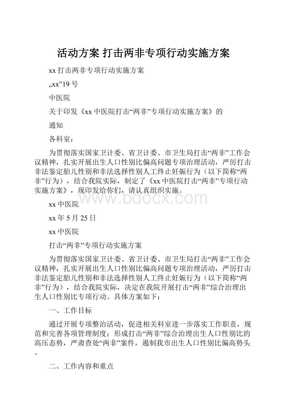 活动方案 打击两非专项行动实施方案.docx