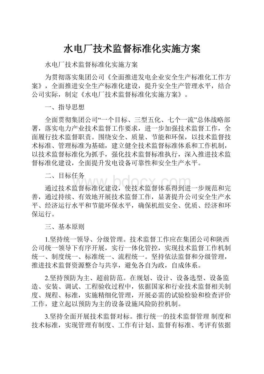 水电厂技术监督标准化实施方案.docx_第1页