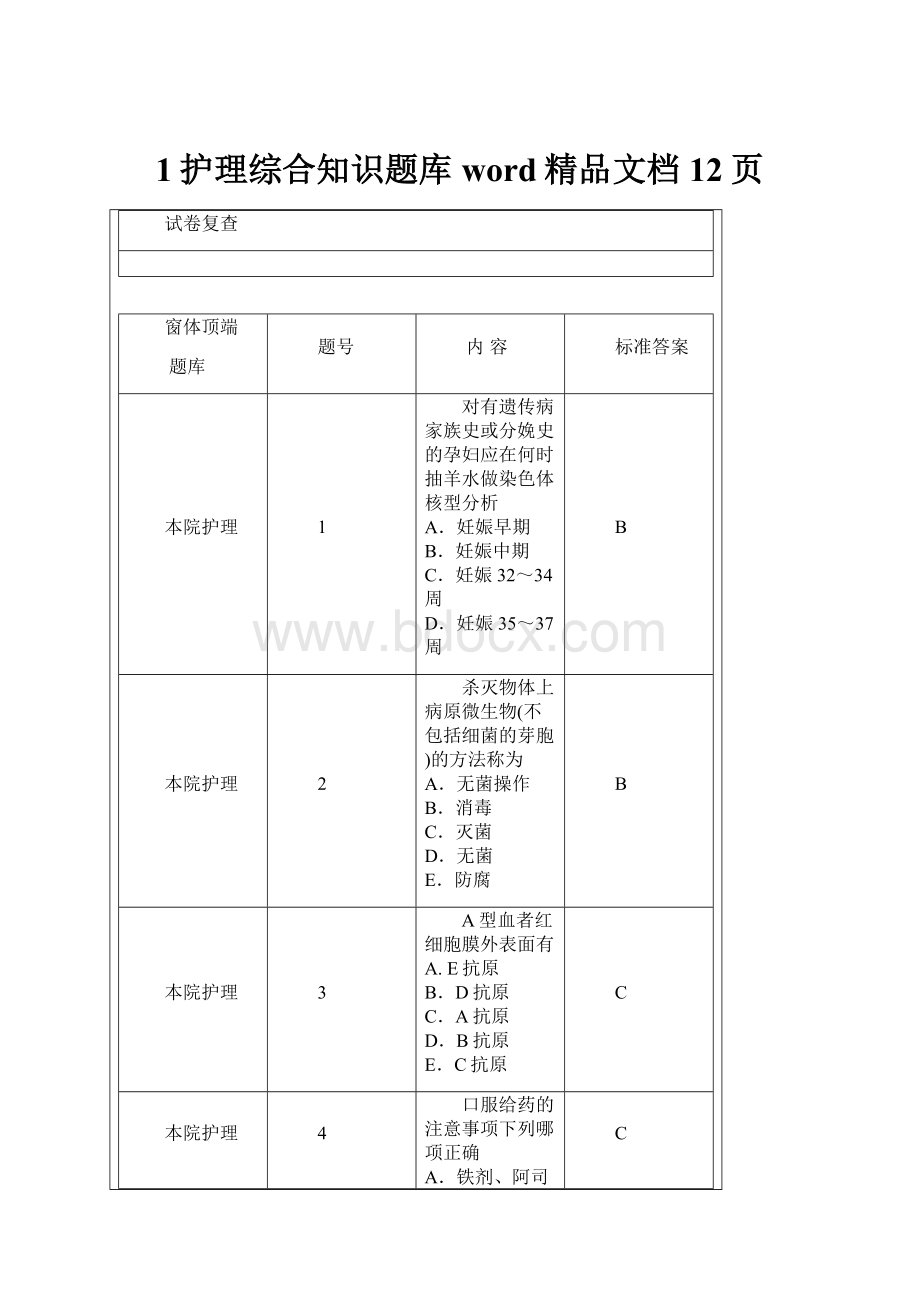 1护理综合知识题库word精品文档12页.docx_第1页