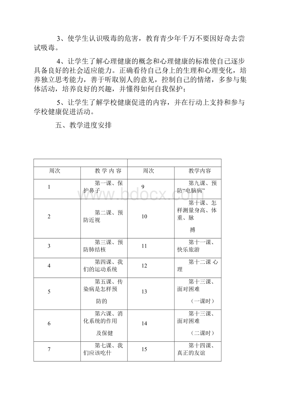 五年级健康教育下期教学计划及教学案.docx_第2页