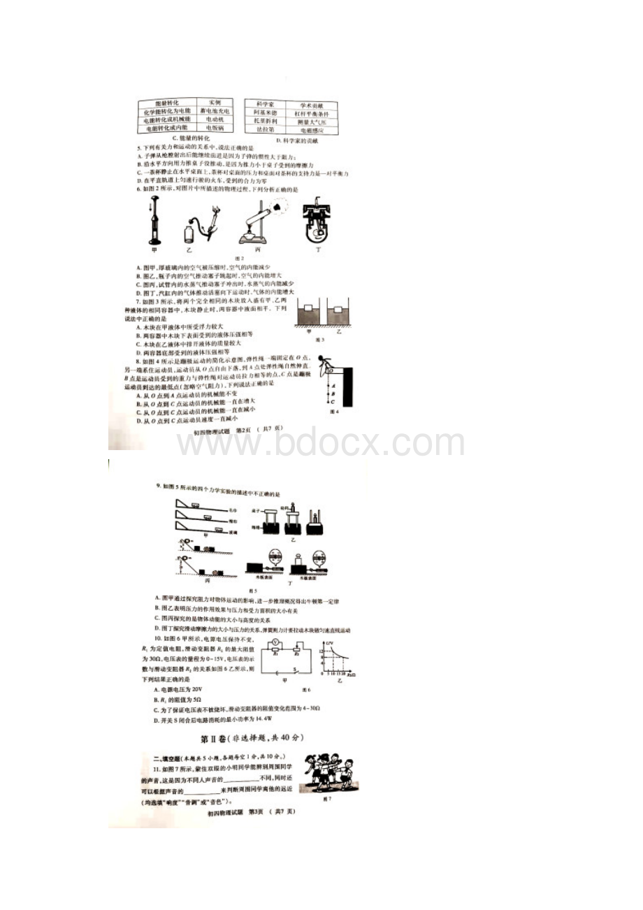 山东省济宁市任城区学年度下 学期一模质量检测物理试题PDF.docx_第2页