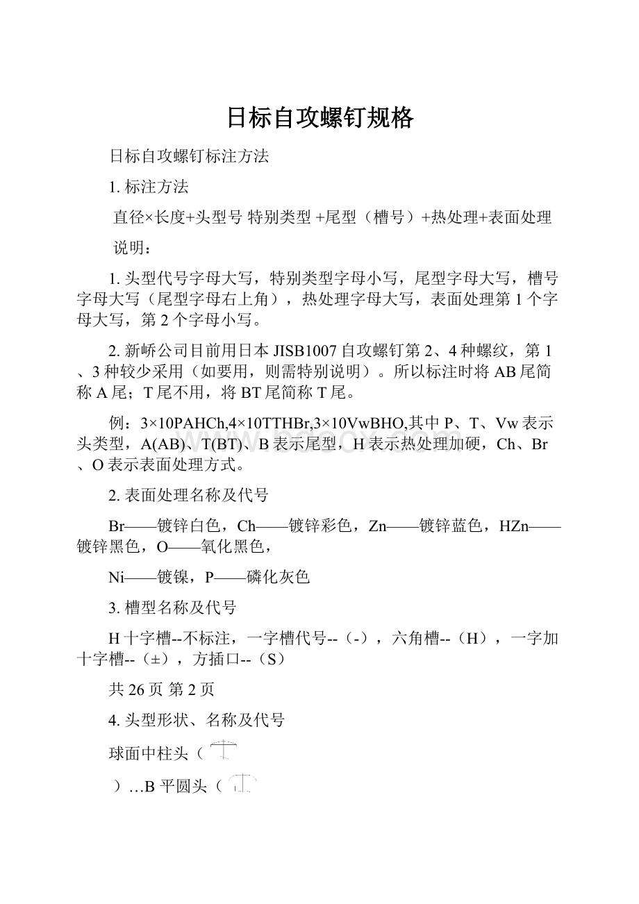 日标自攻螺钉规格.docx