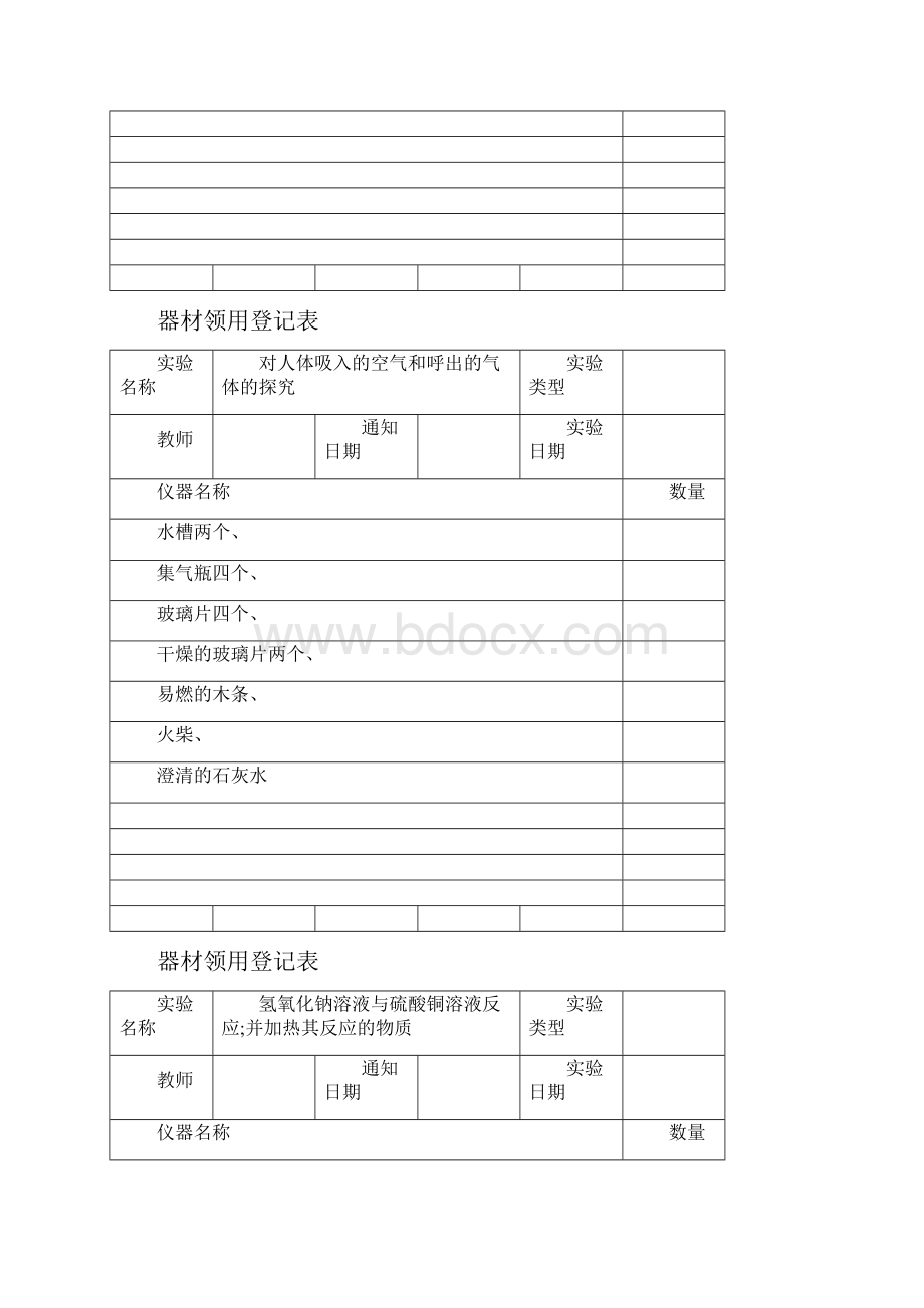 化学实验室器材领用登记表含实验内容.docx_第2页