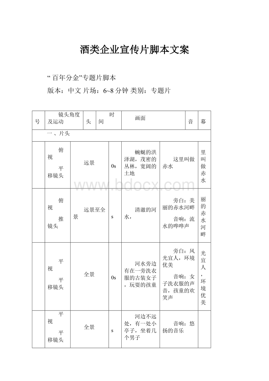 酒类企业宣传片脚本文案.docx_第1页