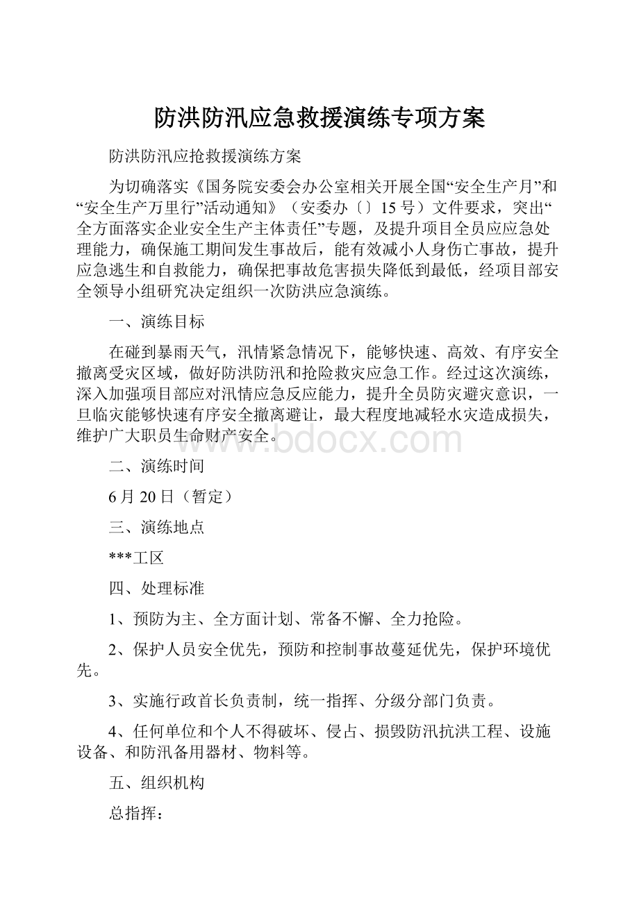 防洪防汛应急救援演练专项方案.docx_第1页