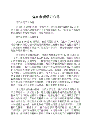 煤矿参观学习心得.docx