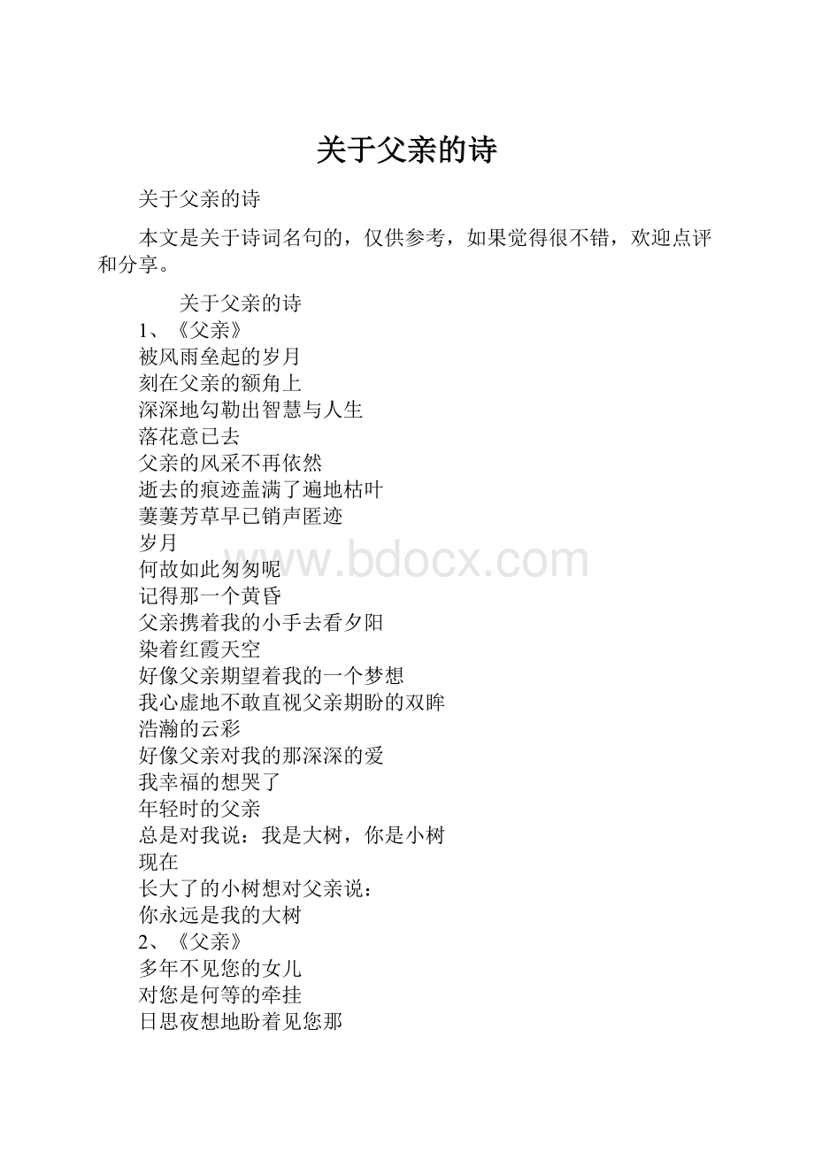 关于父亲的诗.docx