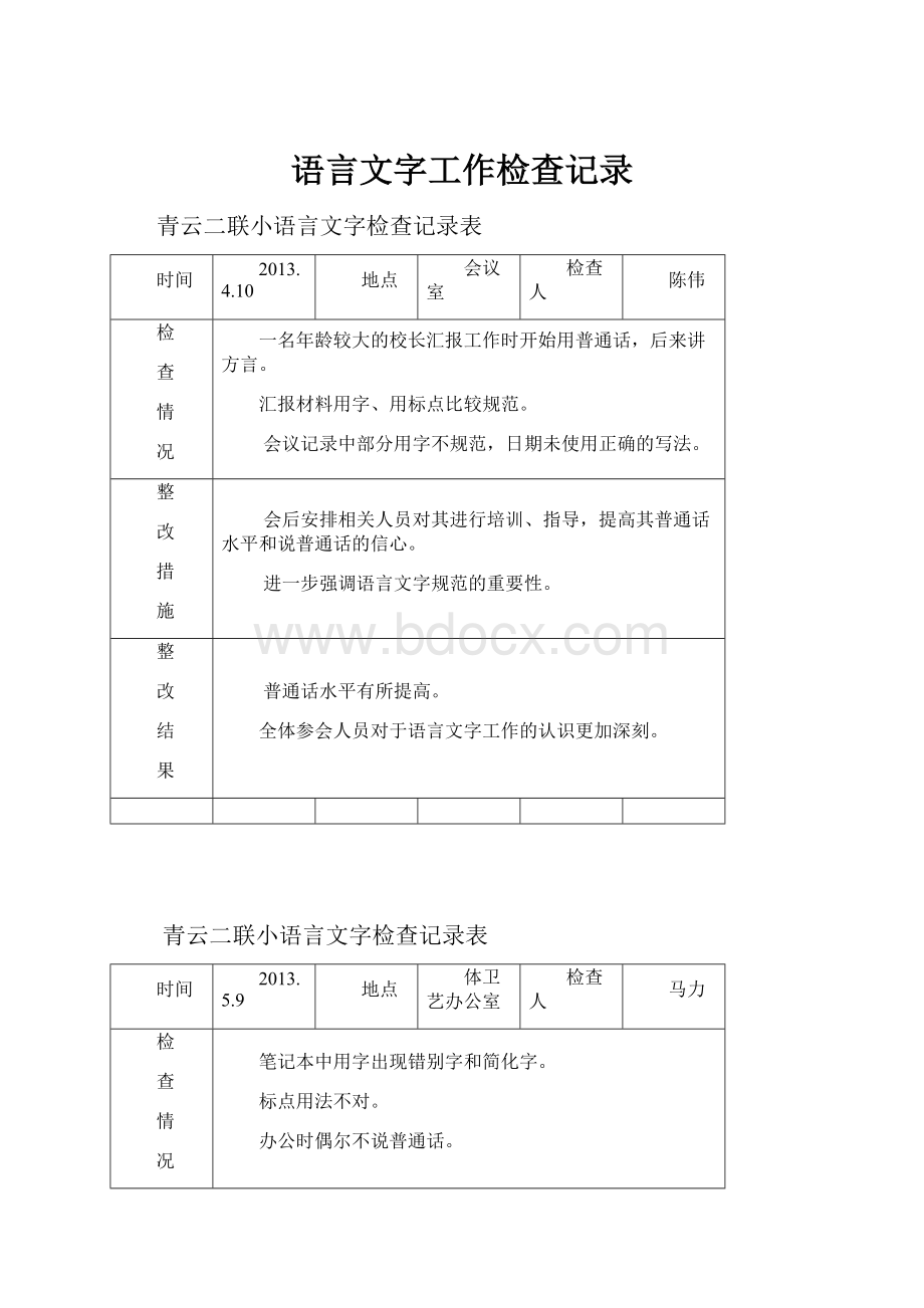 语言文字工作检查记录.docx