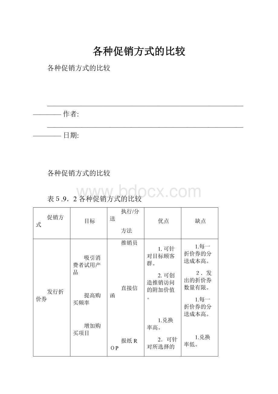 各种促销方式的比较.docx_第1页