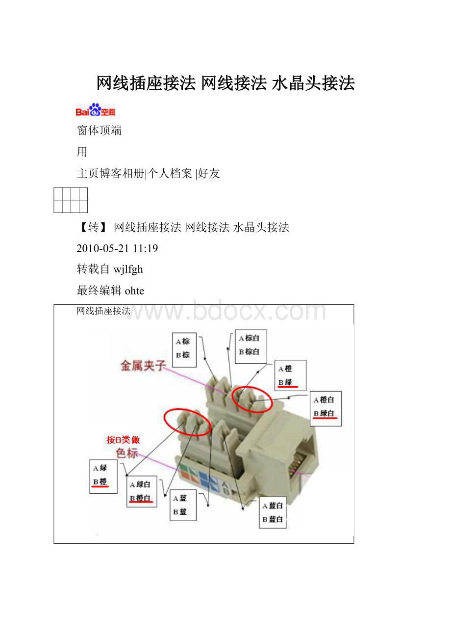 网线插座接法 网线接法 水晶头接法.docx_第1页