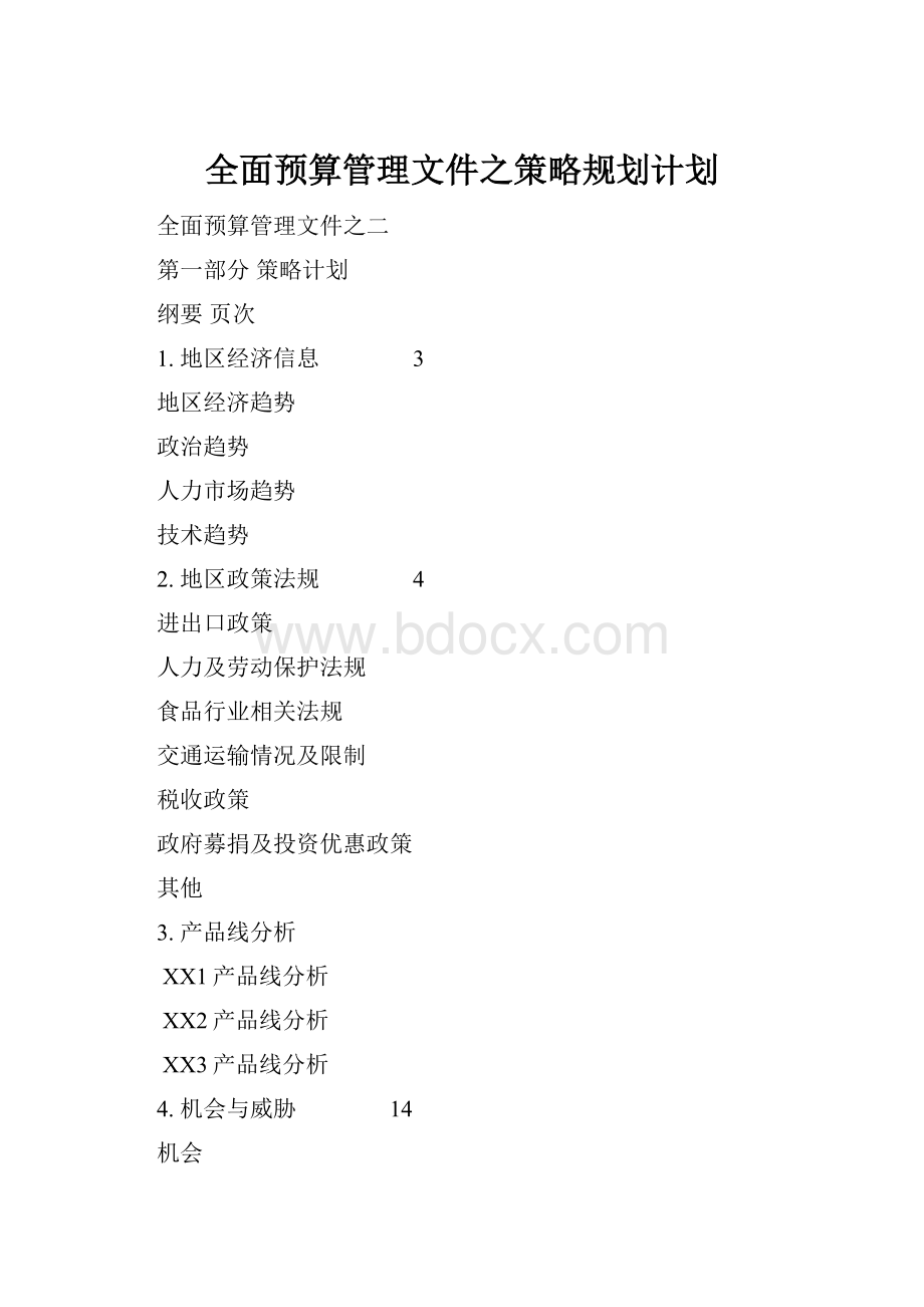 全面预算管理文件之策略规划计划.docx_第1页