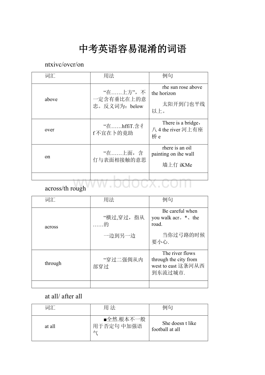 中考英语容易混淆的词语.docx