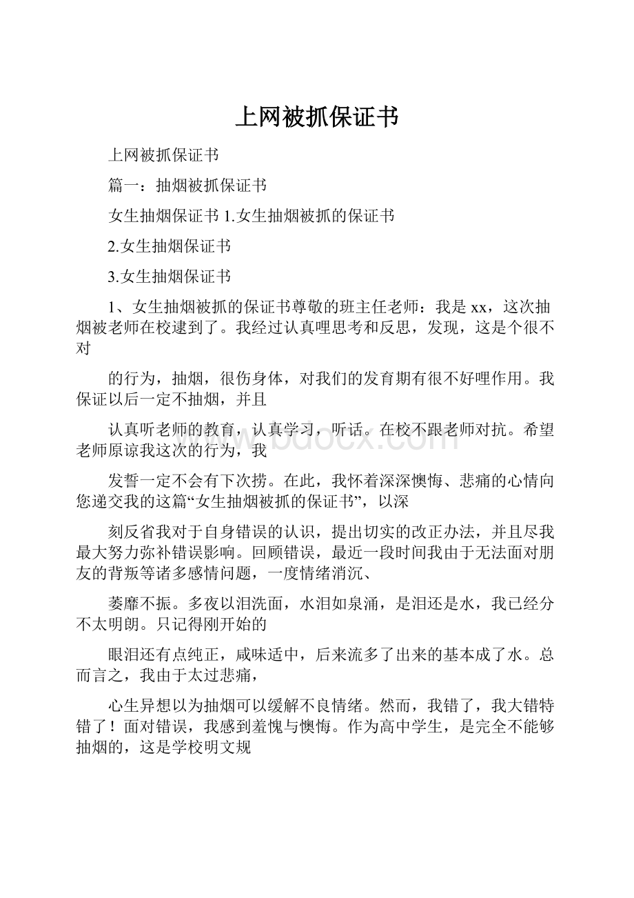 上网被抓保证书.docx_第1页