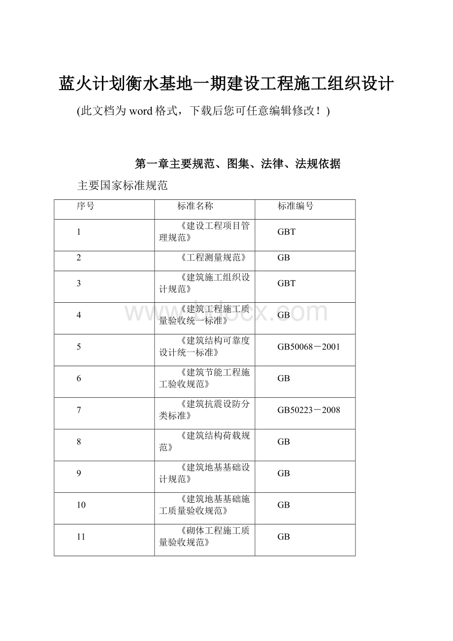 蓝火计划衡水基地一期建设工程施工组织设计.docx_第1页