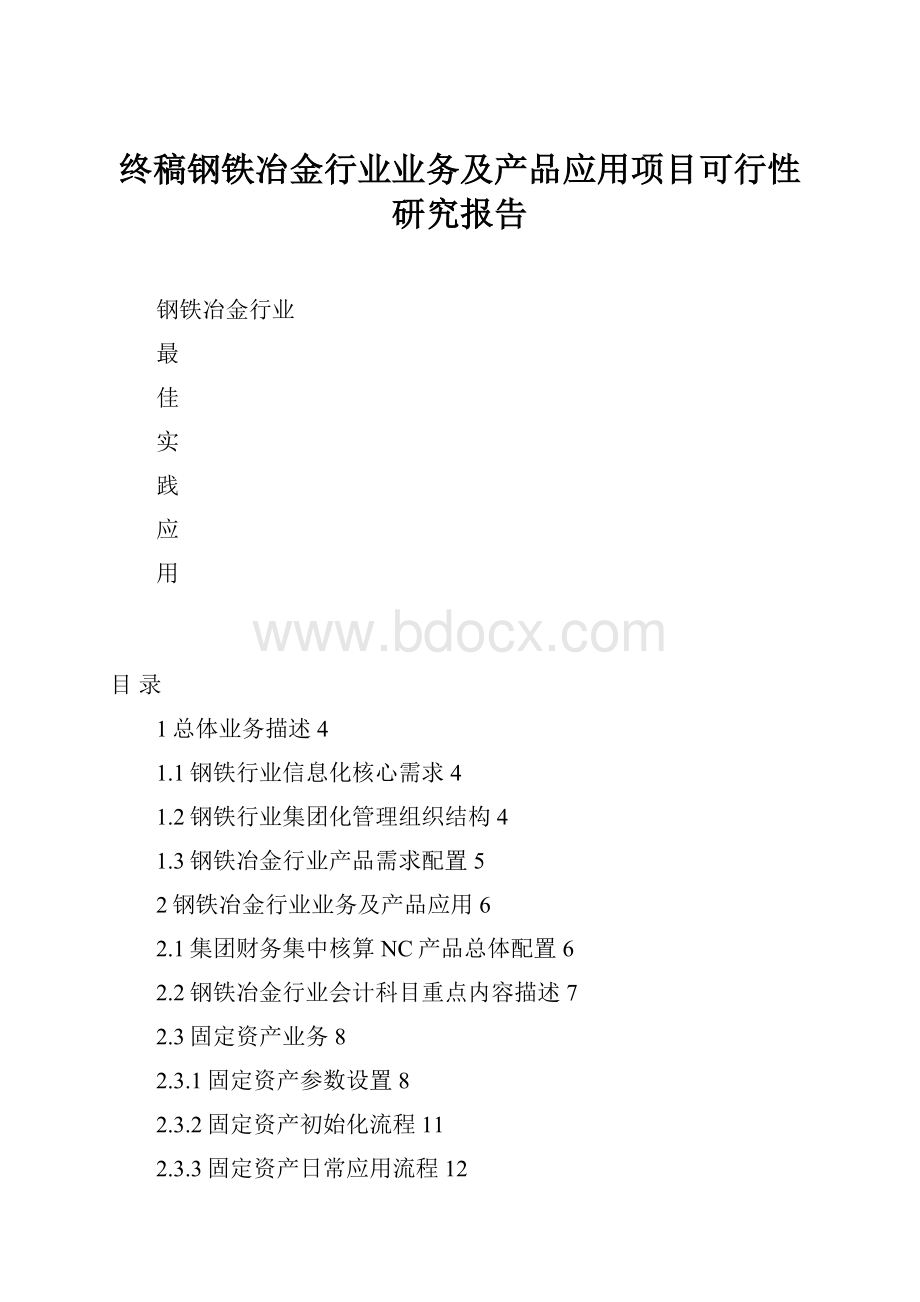 终稿钢铁冶金行业业务及产品应用项目可行性研究报告.docx_第1页