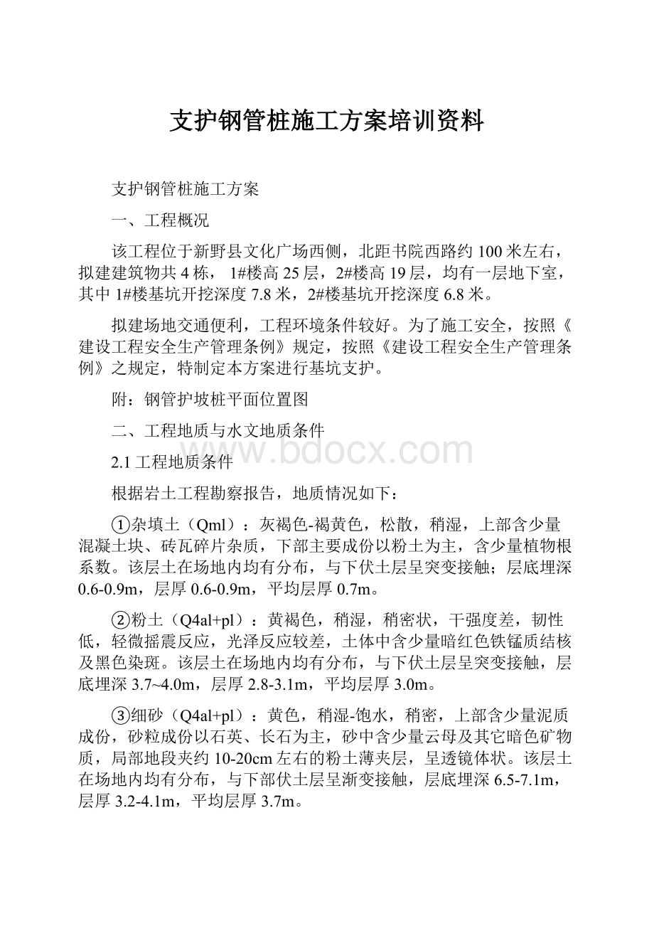 支护钢管桩施工方案培训资料.docx