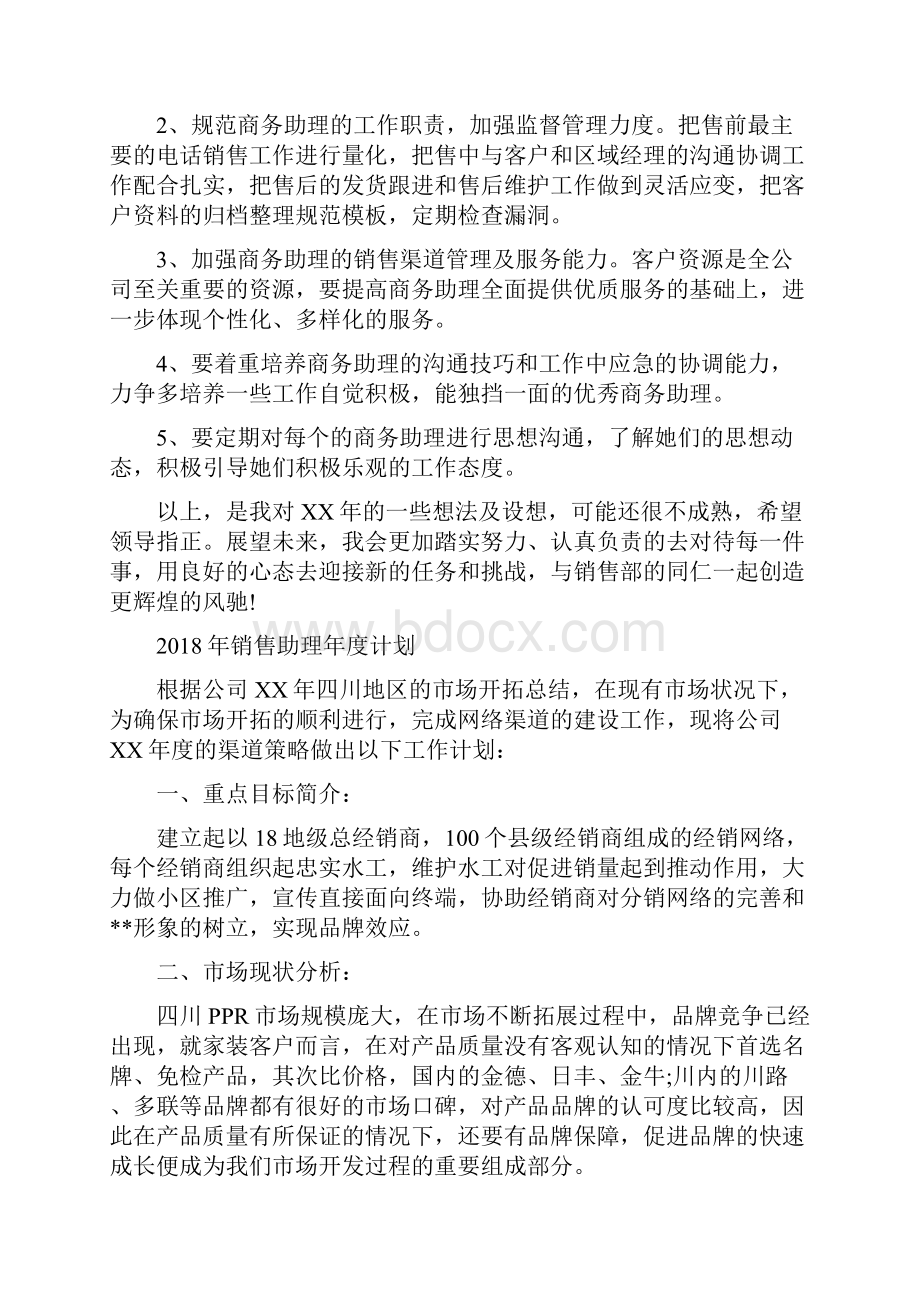 销售助理年度工作计划与销售助理年度计划汇编doc.docx_第3页