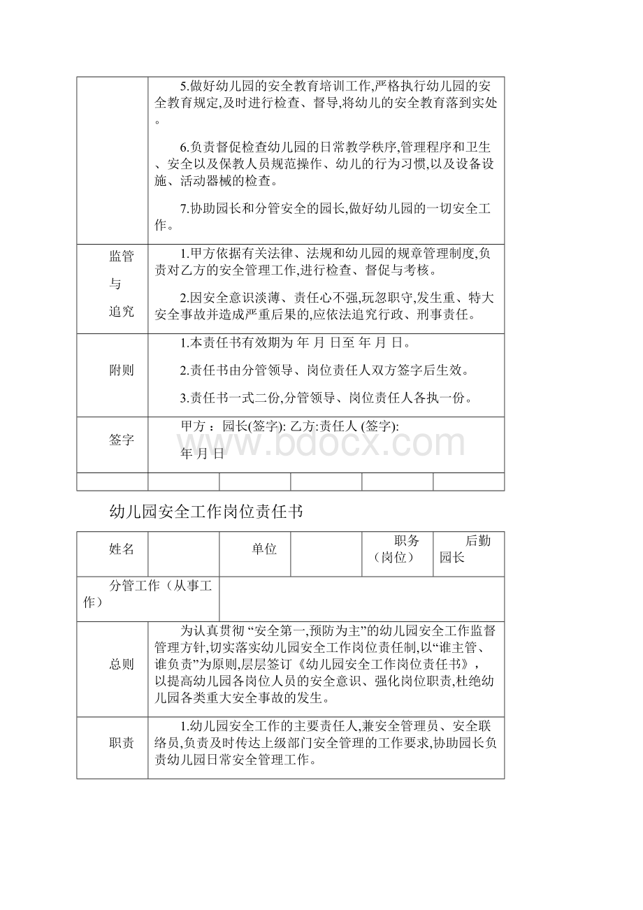 幼儿园安全工作岗位责任书各类岗位19种.docx_第3页