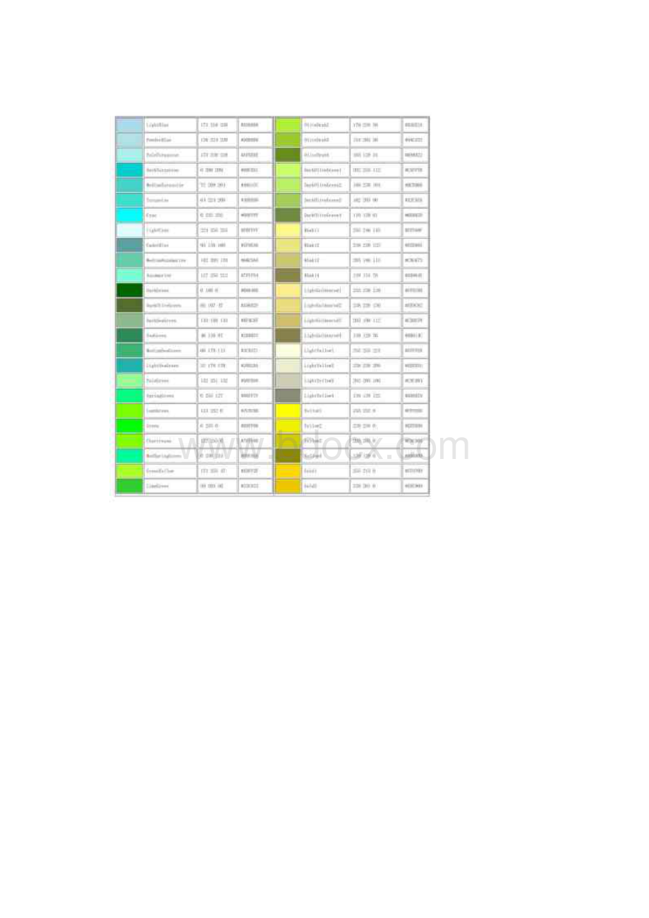 色卡英文名称色卡RGB16色对照表.docx_第3页