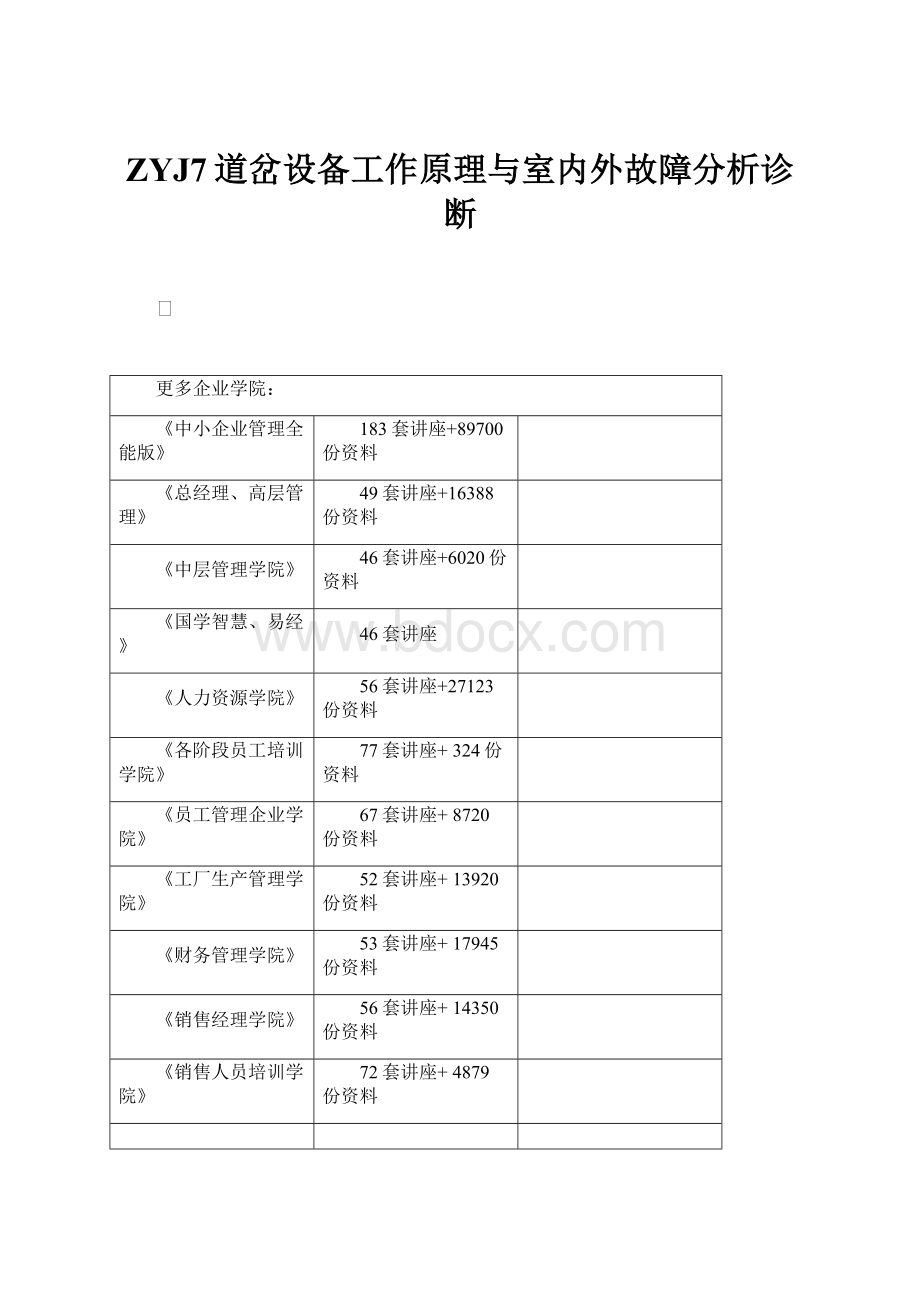 ZYJ7道岔设备工作原理与室内外故障分析诊断.docx_第1页