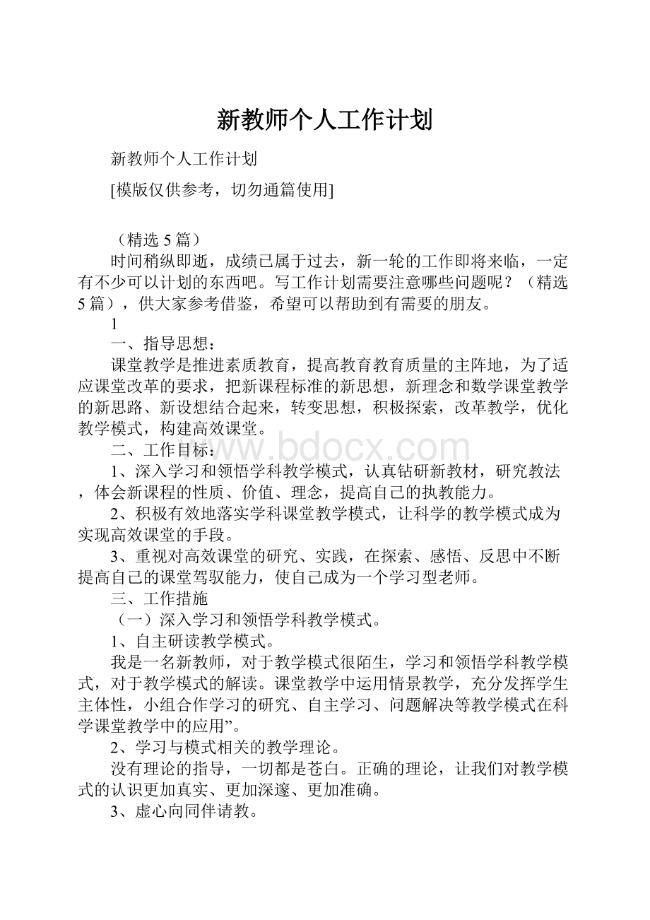 新教师个人工作计划.docx