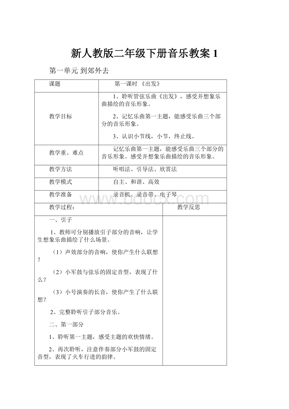 新人教版二年级下册音乐教案 1.docx_第1页