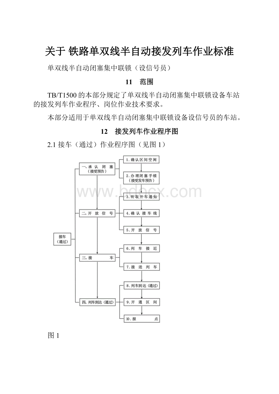 关于 铁路单双线半自动接发列车作业标准.docx_第1页