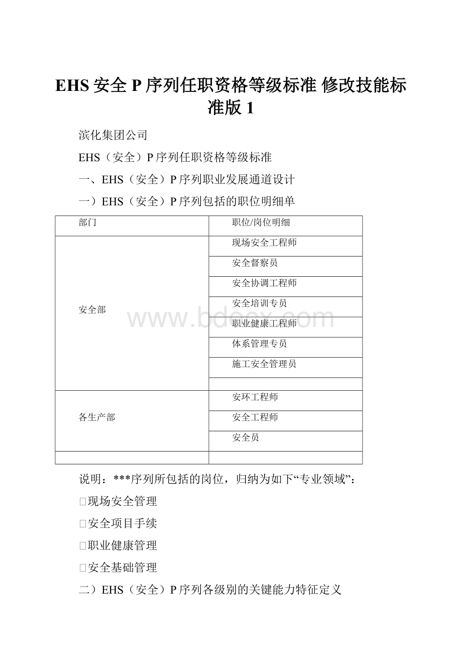 EHS安全P序列任职资格等级标准 修改技能标准版1.docx