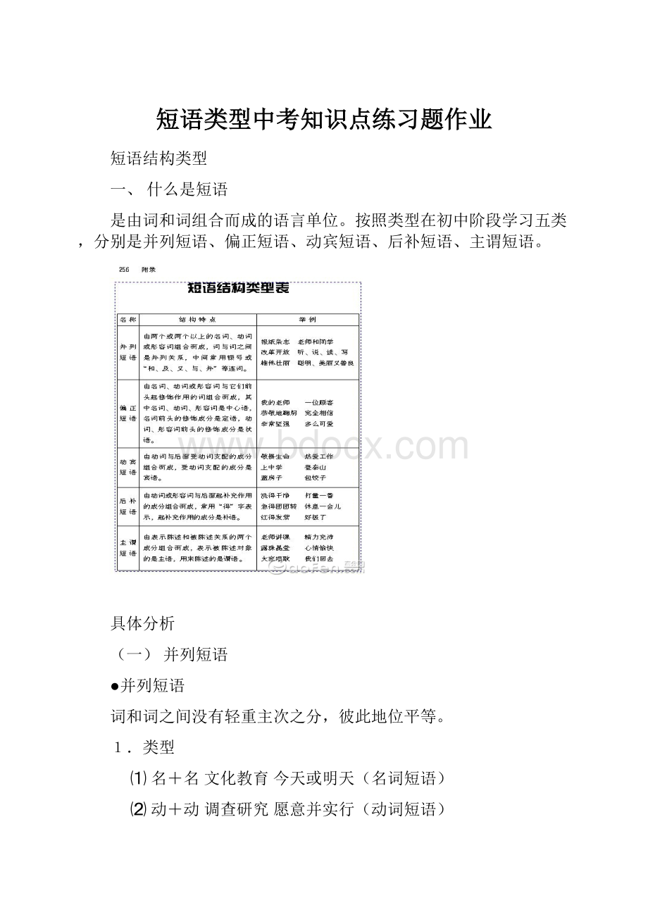 短语类型中考知识点练习题作业.docx_第1页