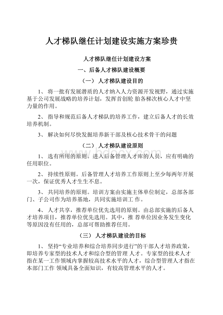 人才梯队继任计划建设实施方案珍贵.docx