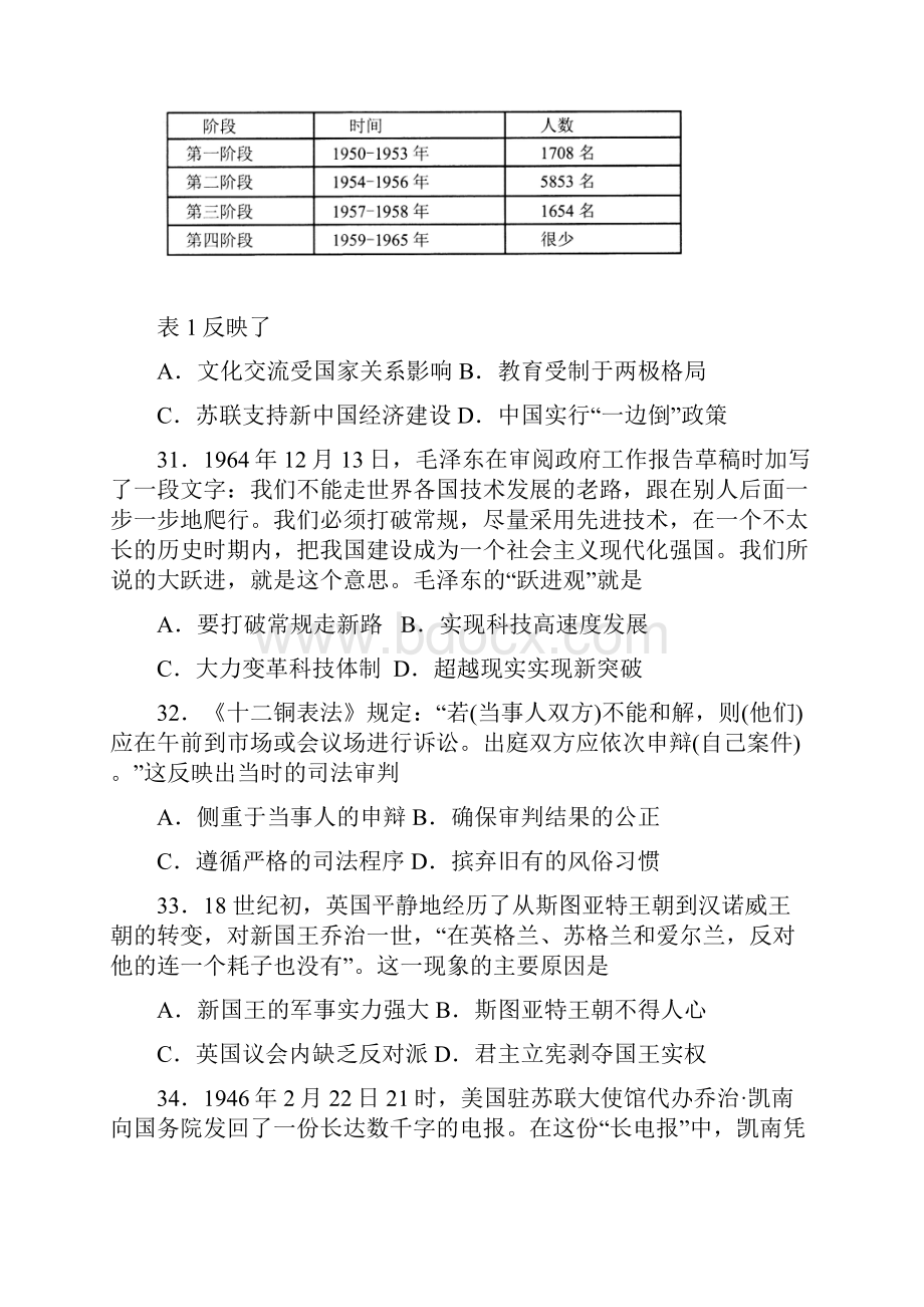 山东省临沂市届高三教学质量检测考试三模文综历史试题.docx_第3页