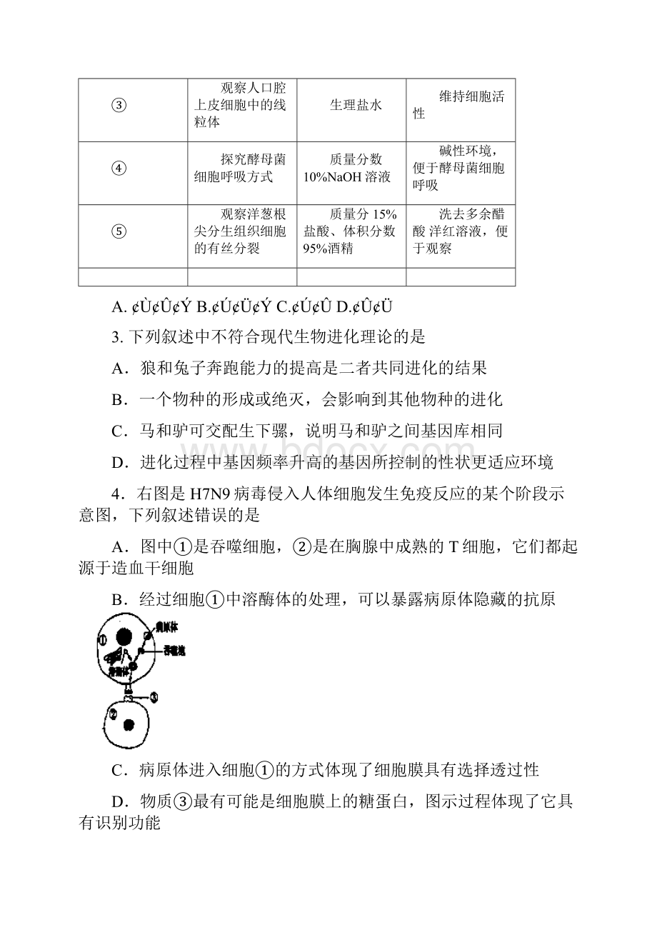 江西省南昌三中届高三第三次模拟测试理综试题 Word版含答案.docx_第2页