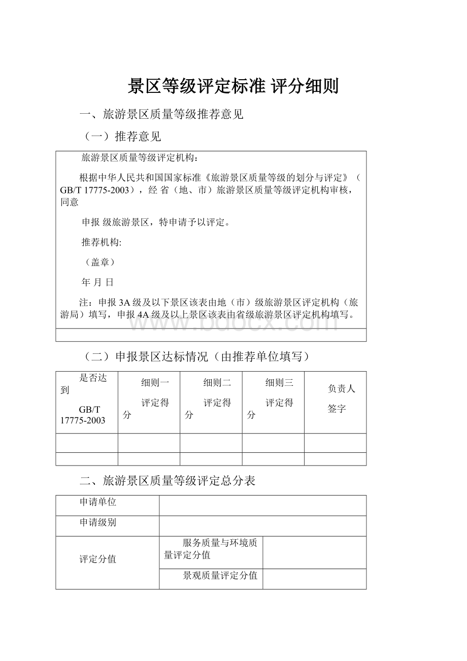 景区等级评定标准 评分细则.docx_第1页