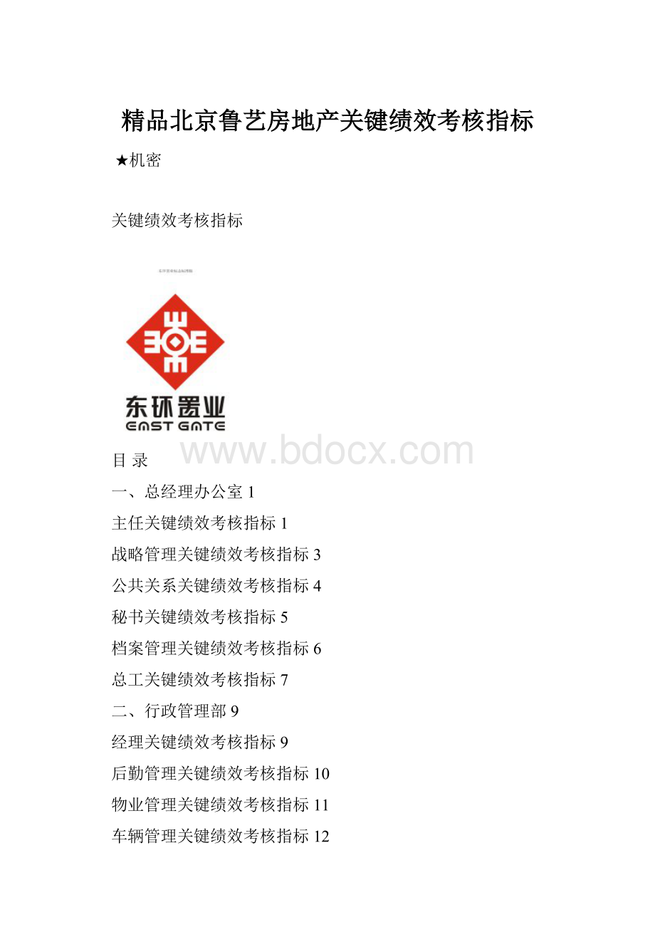 精品北京鲁艺房地产关键绩效考核指标.docx_第1页