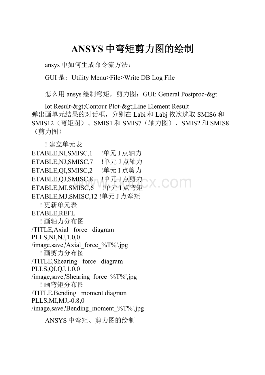 ANSYS中弯矩剪力图的绘制.docx