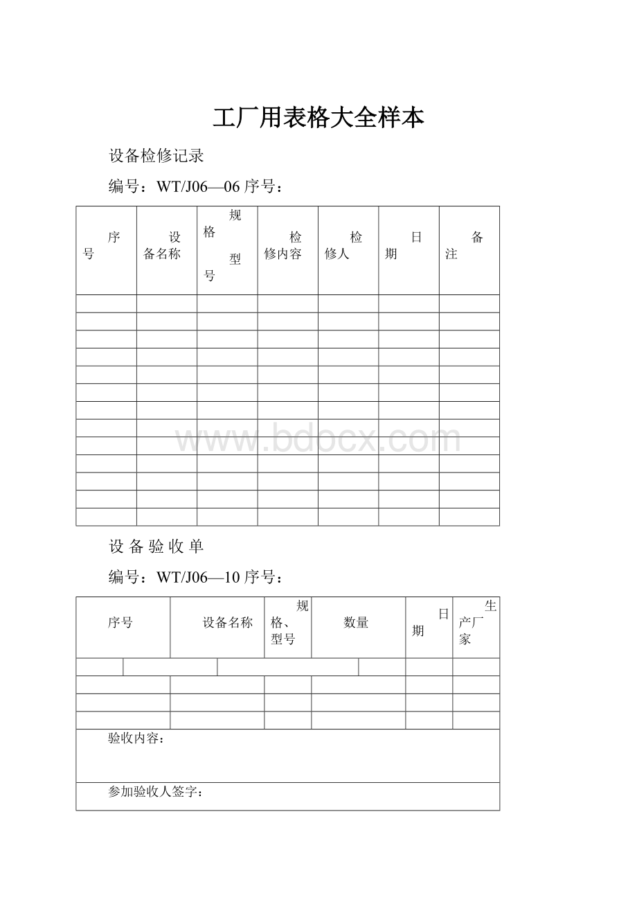 工厂用表格大全样本.docx_第1页