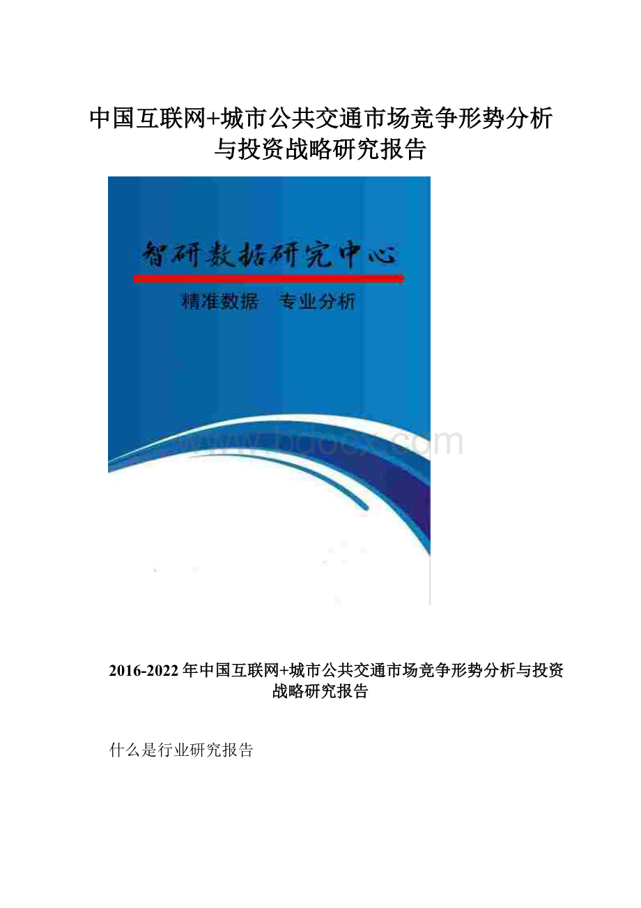 中国互联网+城市公共交通市场竞争形势分析与投资战略研究报告.docx_第1页