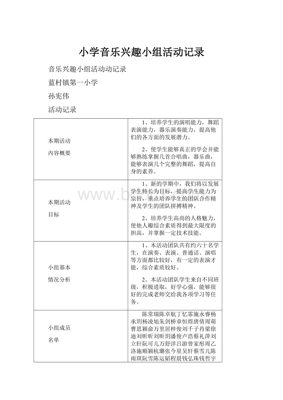 小学音乐兴趣小组活动记录.docx_第1页