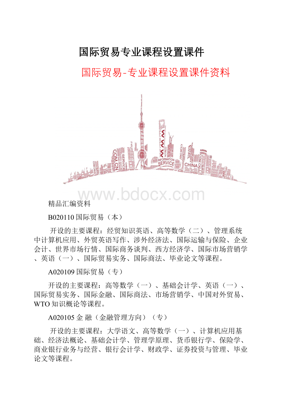 国际贸易专业课程设置课件.docx_第1页