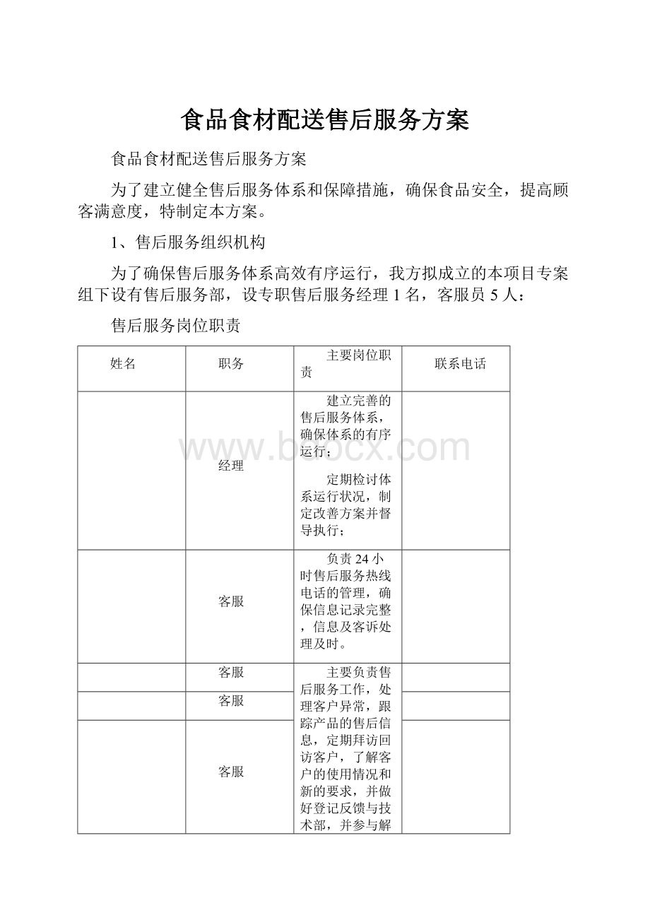 食品食材配送售后服务方案.docx_第1页